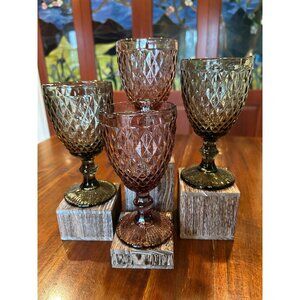 Vintage Style Diamond Patterned Wine Goblets.